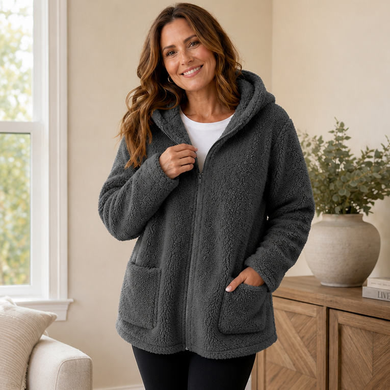 Cozyelle Fleece Hooded Jacket - Women's Plush Zip Jacket