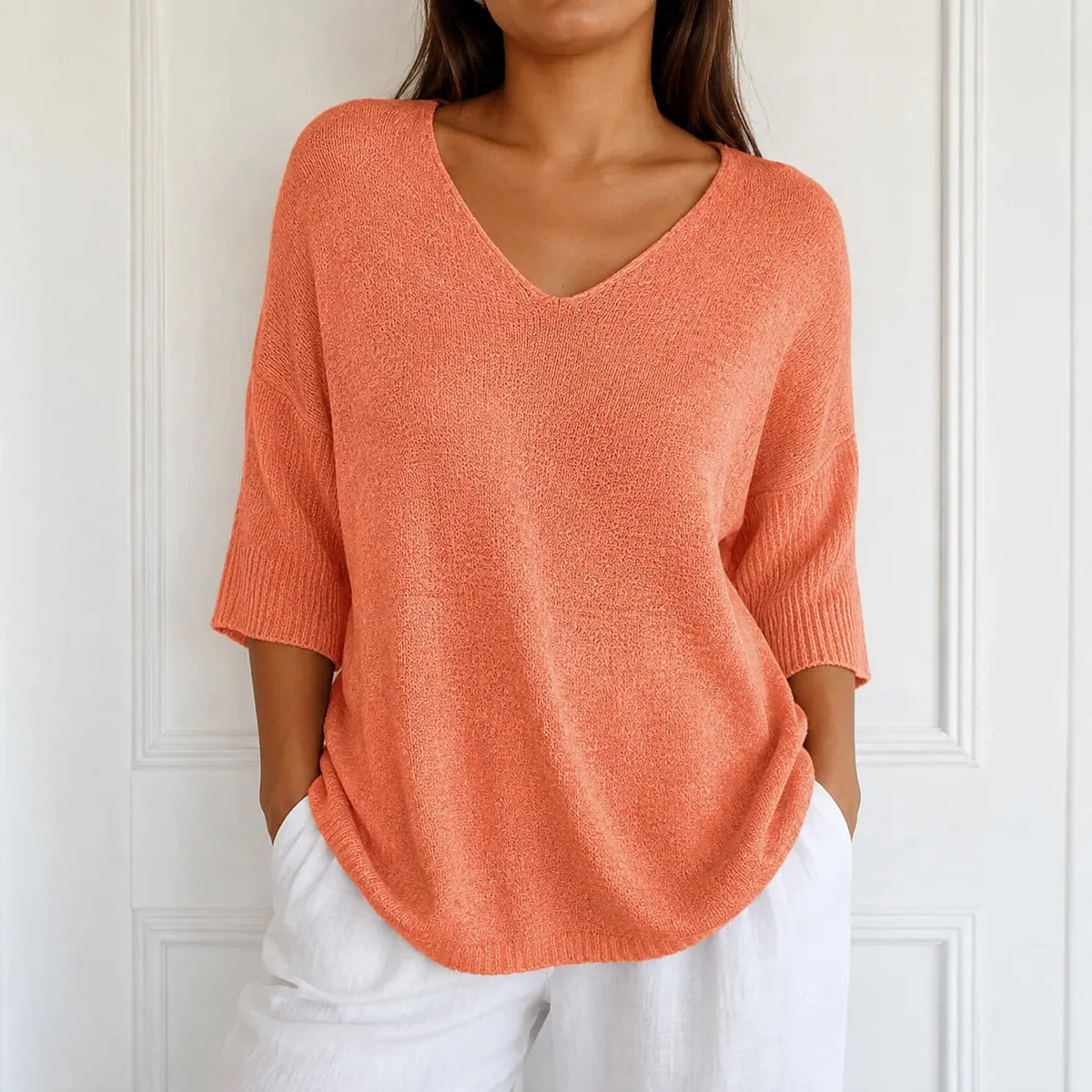 Elowyn - Soft V-Neck Knit Tunic Top for Women