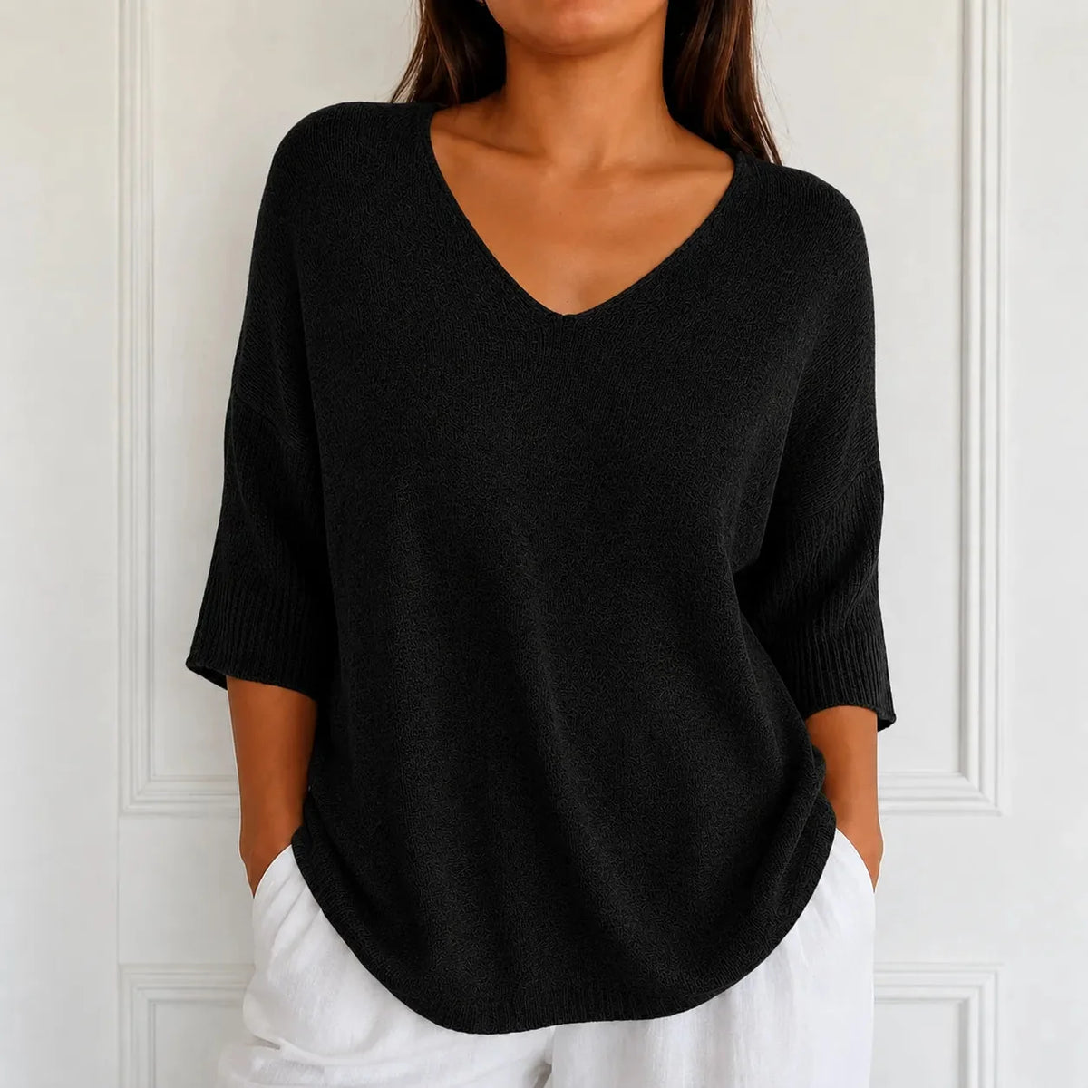 Elowyn - Soft V-Neck Knit Tunic Top for Women