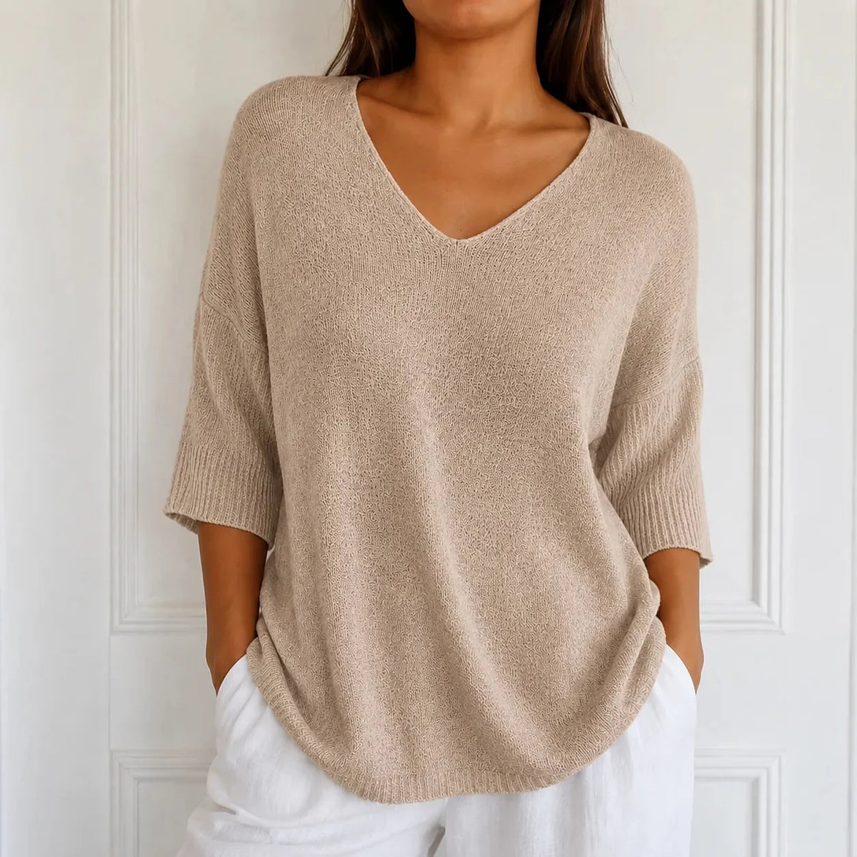 Elowyn - Soft V-Neck Knit Tunic Top for Women
