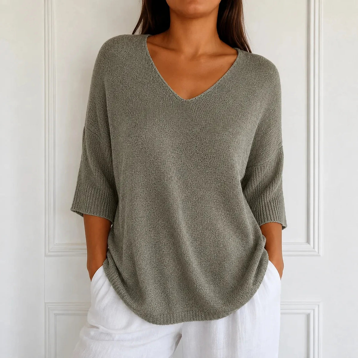 Elowyn - Soft V-Neck Knit Tunic Top for Women
