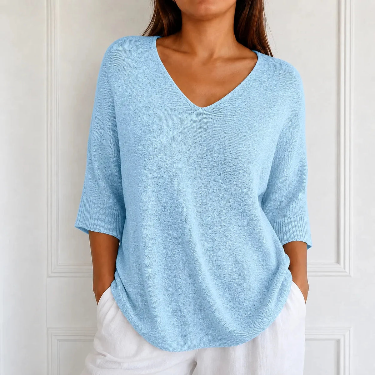 Elowyn - Soft V-Neck Knit Tunic Top for Women