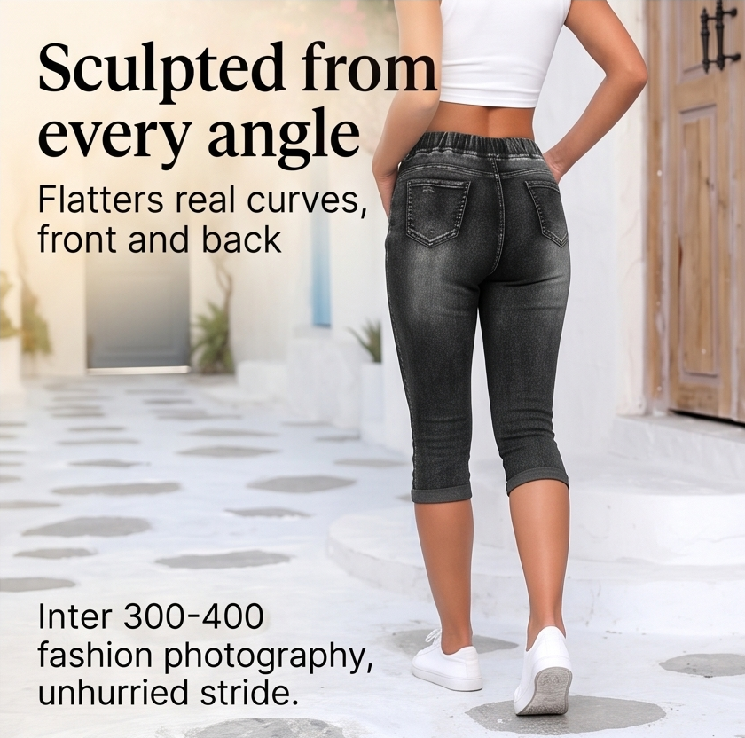 Vellora Denim Capris - Women's High Waist Drawstring Jeans