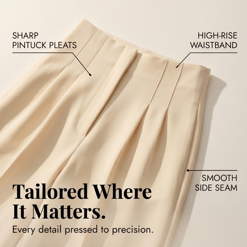 Velora Pleated Trousers - Women's Tailored Wide Leg