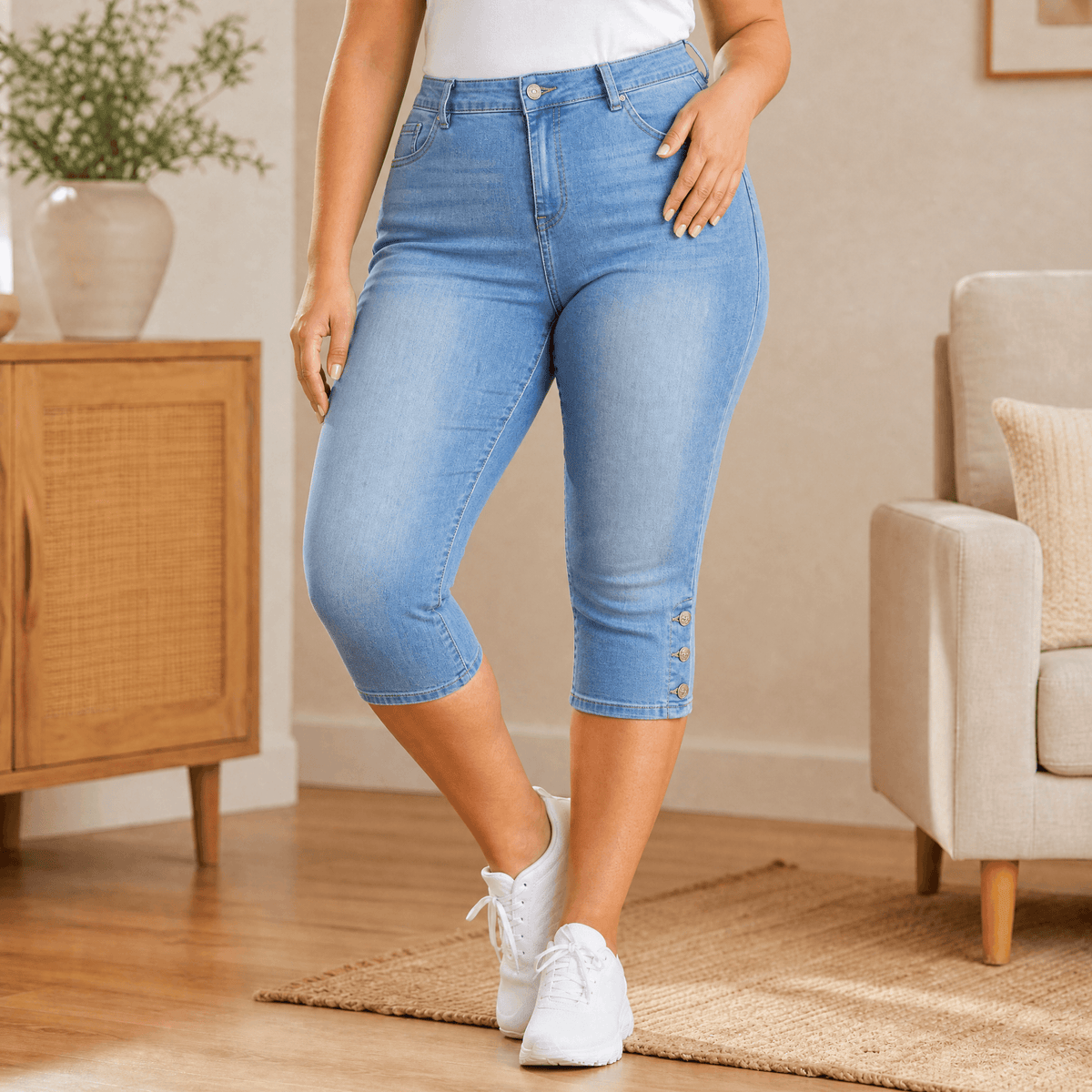 Velora Capri Jeans - High Waist Women's Cropped Jeans
