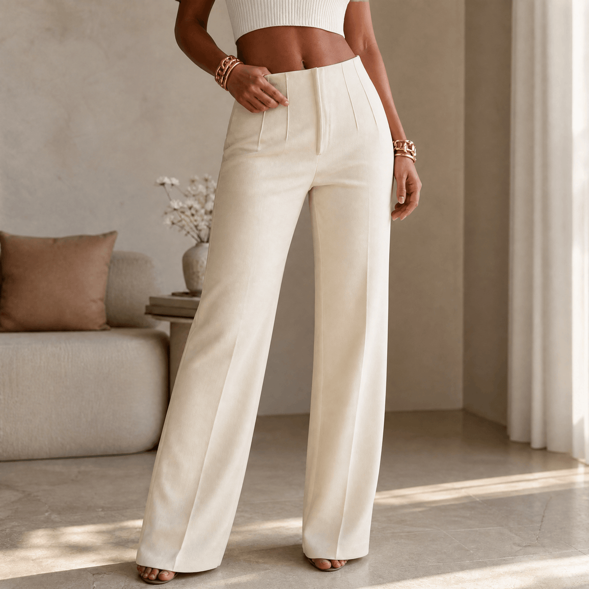 Velora Pleated Trousers - Women's Tailored Wide Leg