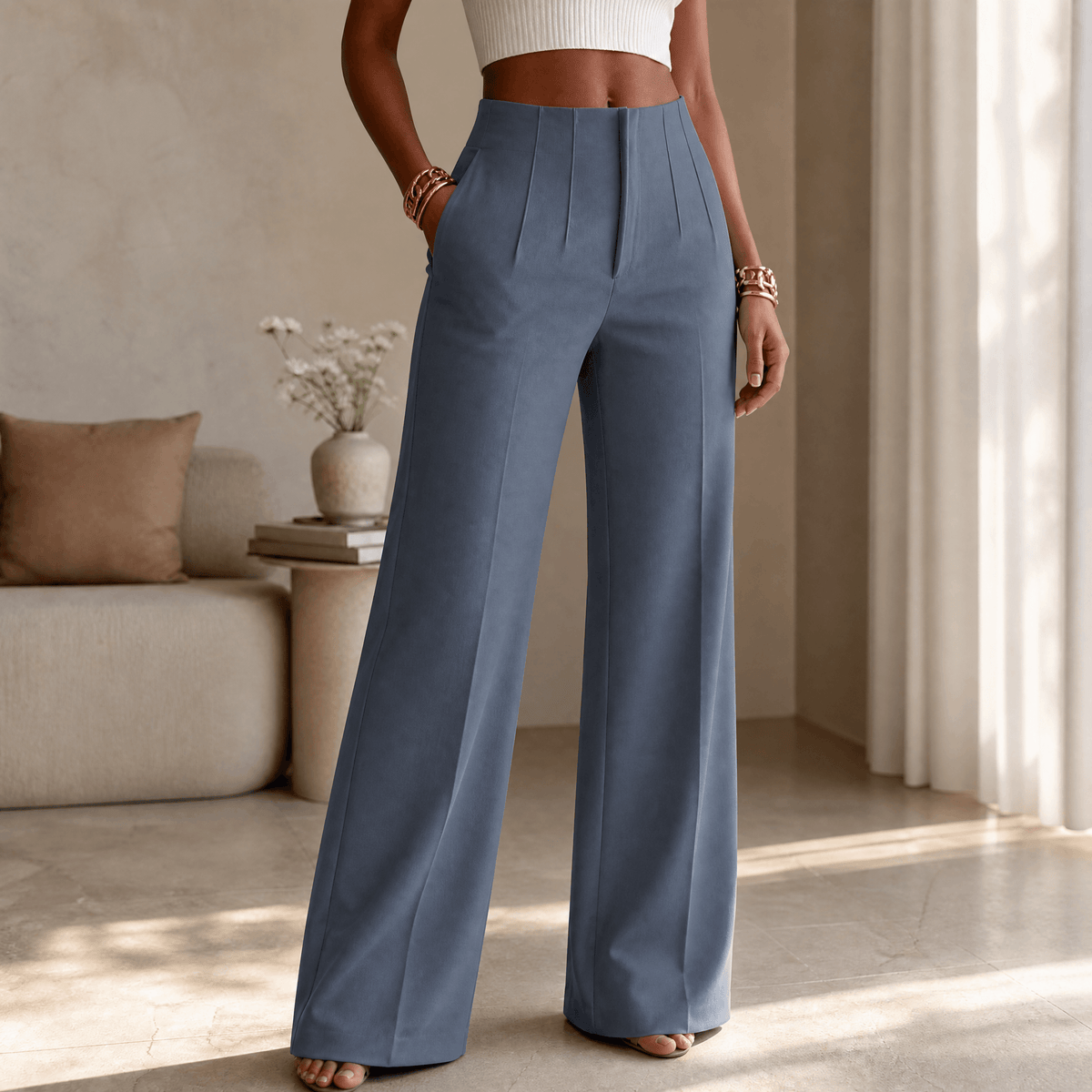 Velora Pleated Trousers - Women's Tailored Wide Leg