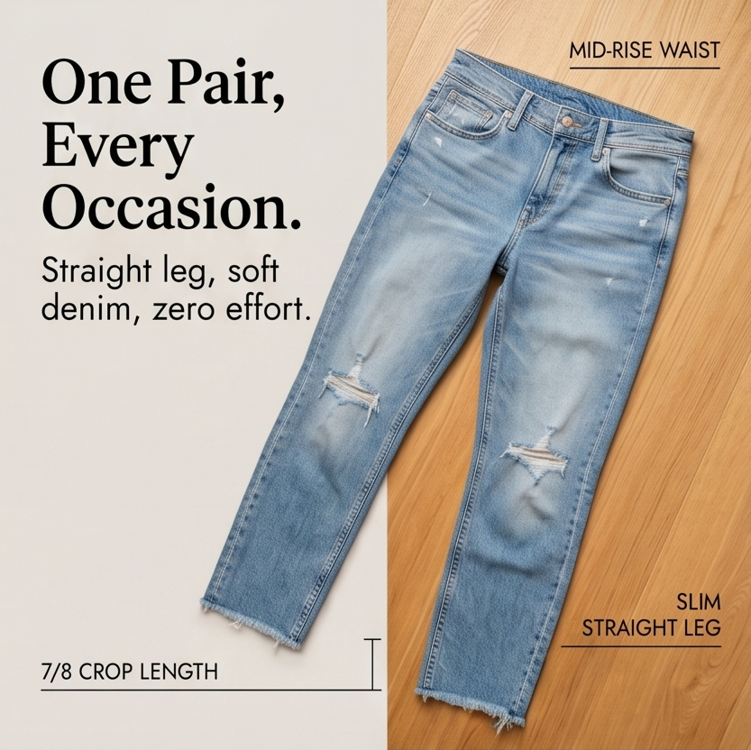 Wearbella Frayed Hem Jeans - 7/8 Women's Straight Jeans