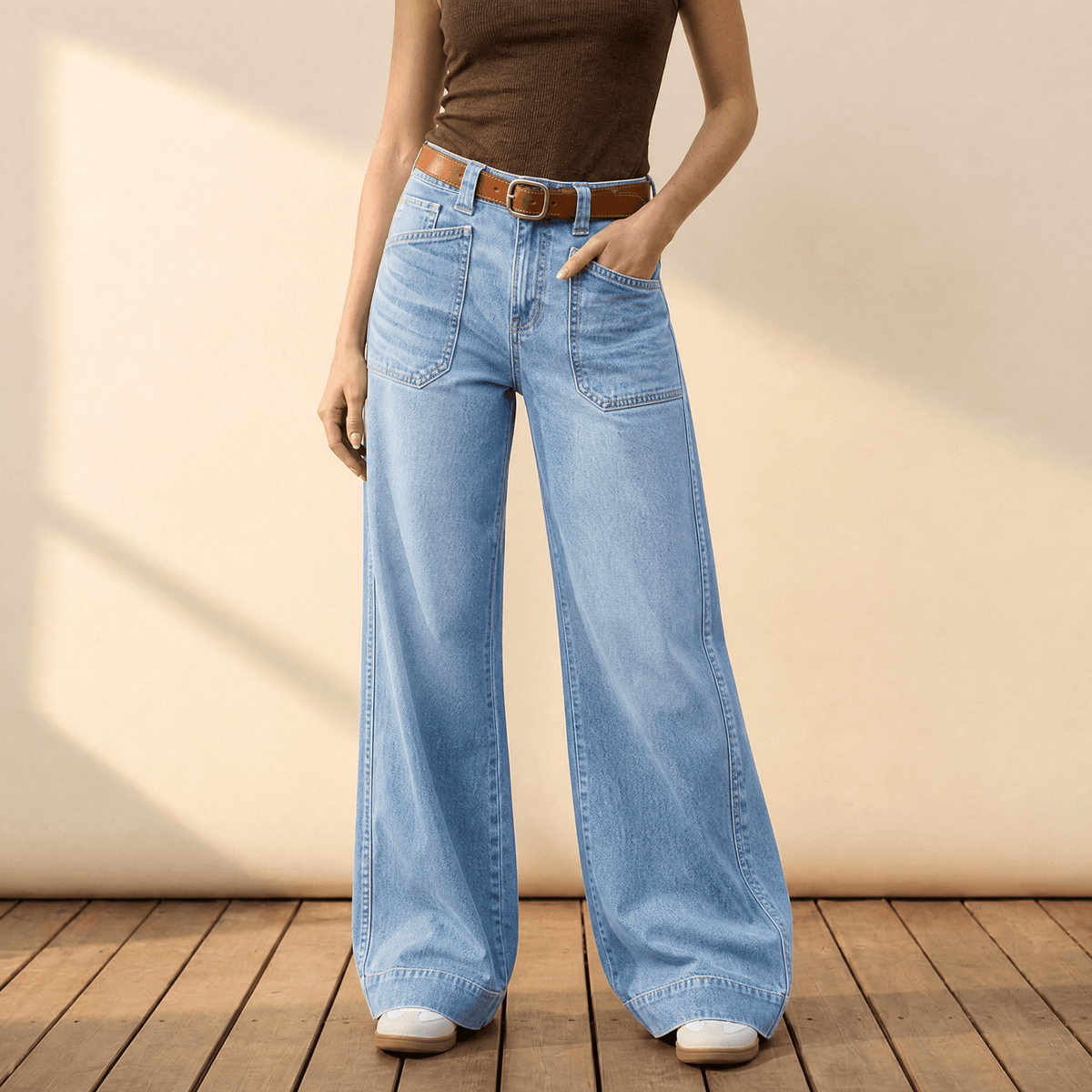 Widera Patch Pocket Jeans - Women's Wide Leg Jeans