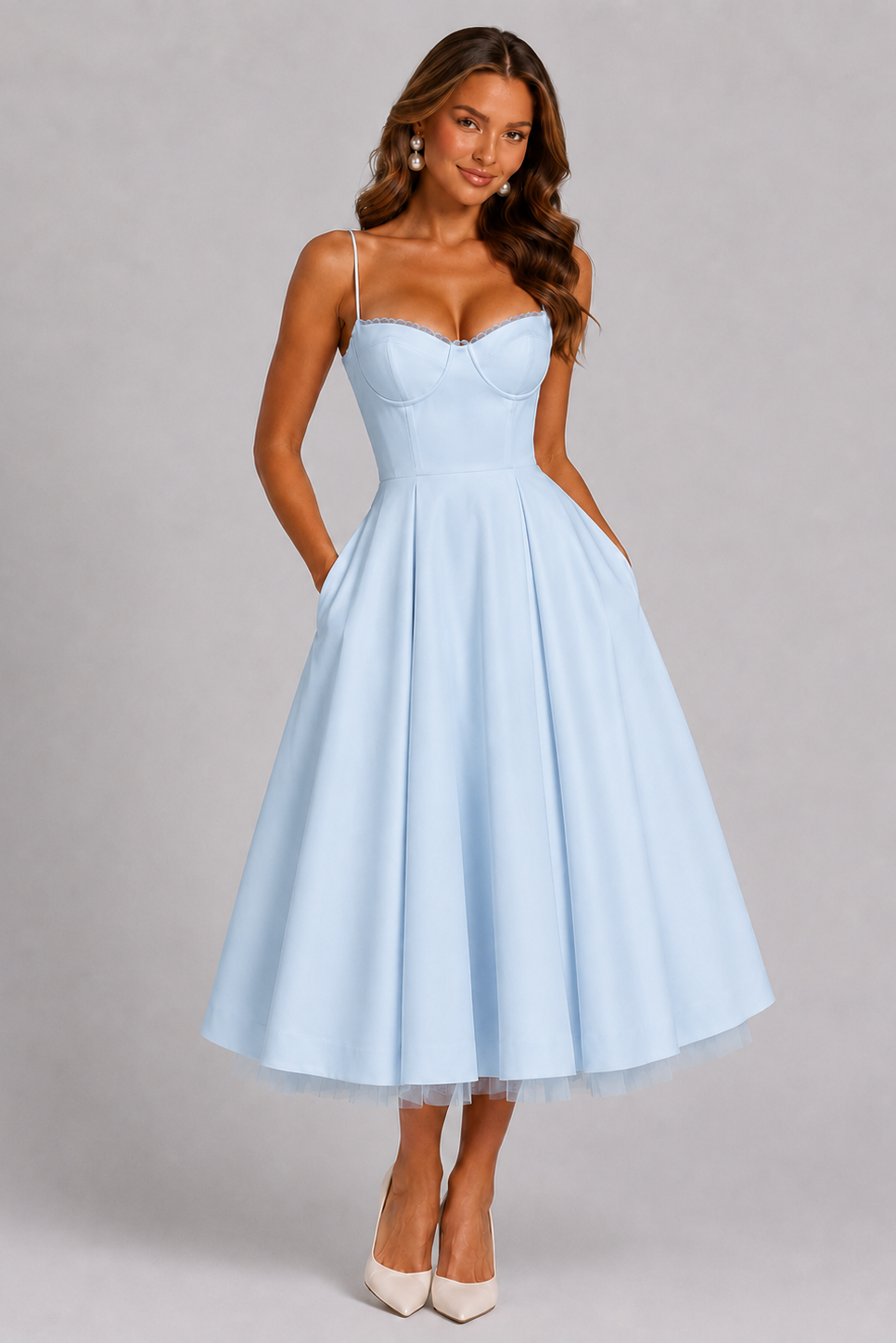 Seraphina Corset Midi Dress - Women's Wedding Guest Dress