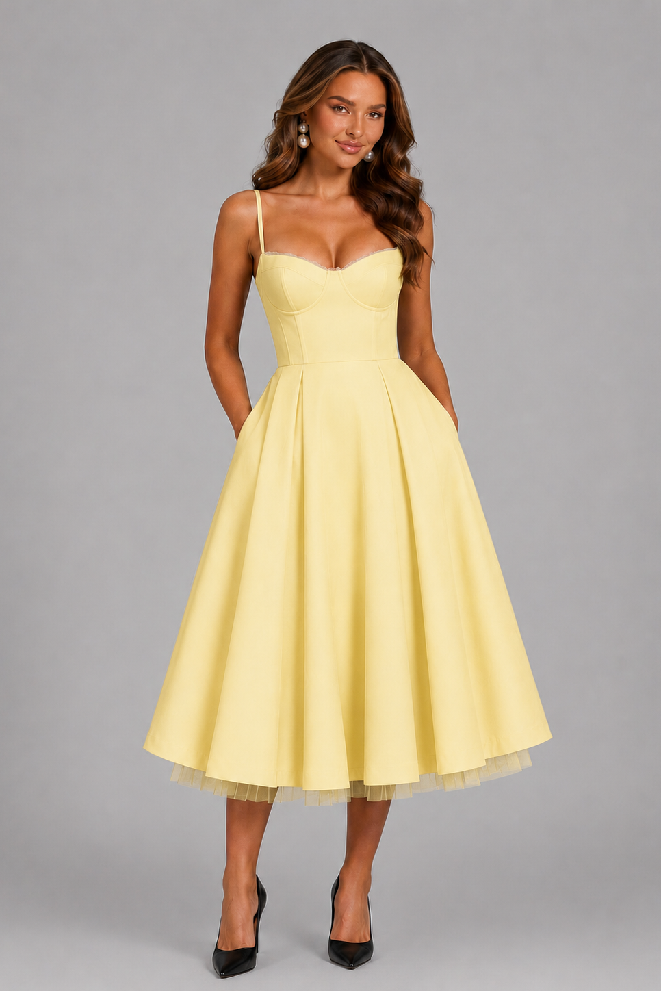 Seraphina Corset Midi Dress - Women's Wedding Guest Dress