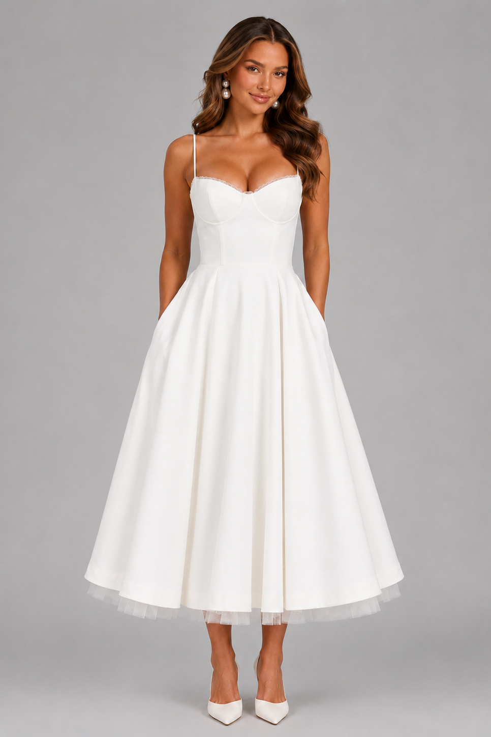 Seraphina Corset Midi Dress - Women's Wedding Guest Dress