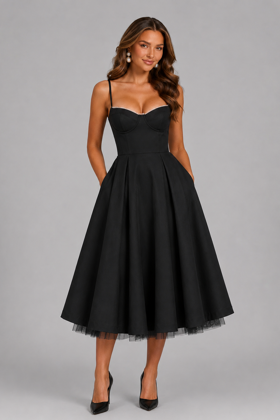 Seraphina Corset Midi Dress - Women's Wedding Guest Dress