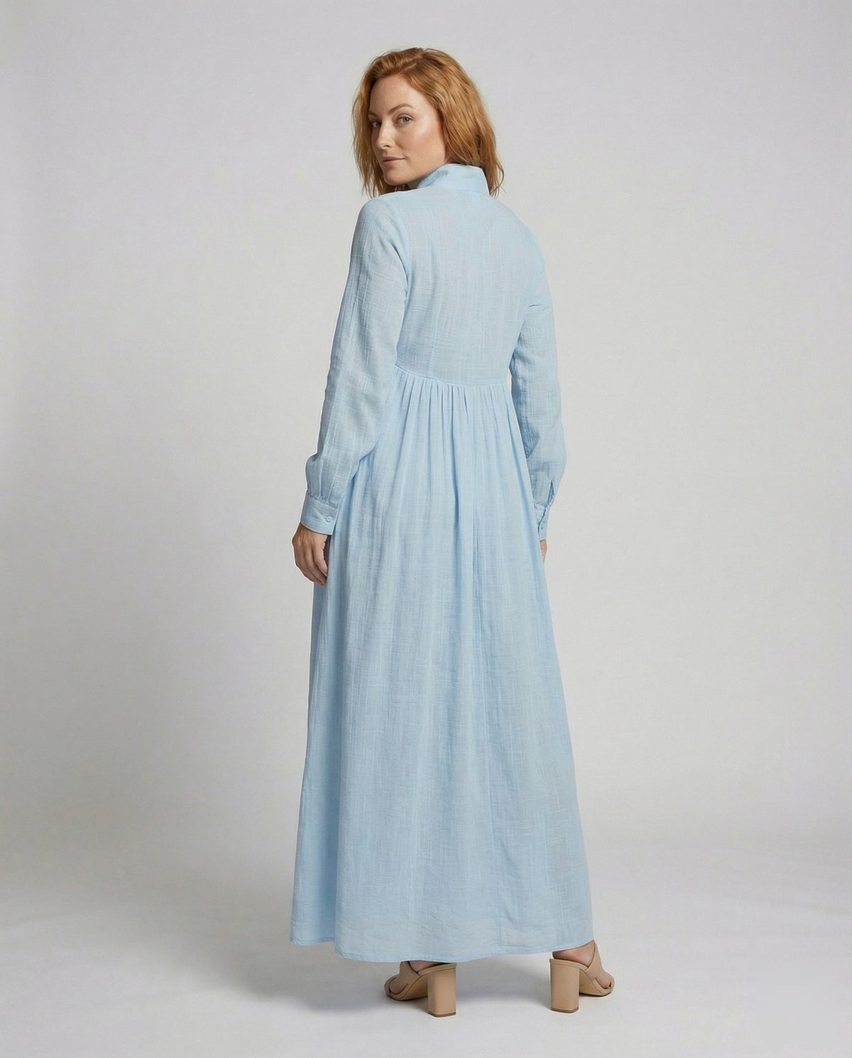 Button Front Maxi Shirt Dress - Women's Relaxed Dress