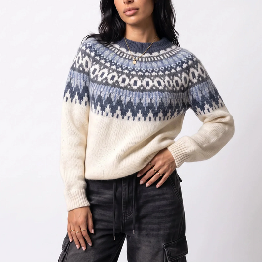 Fair Isle Knit Jumper - Nordic Pattern Women's in Ivory