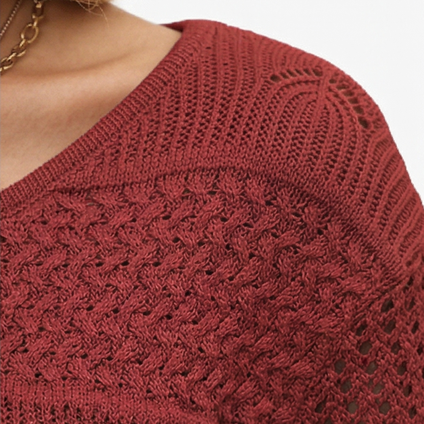 Wovelle - Women's Openwork Textured Knit Top
