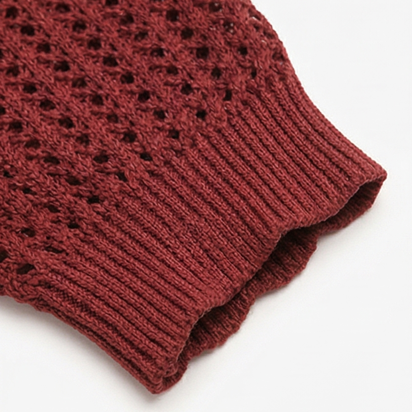 Wovelle - Women's Openwork Textured Knit Top